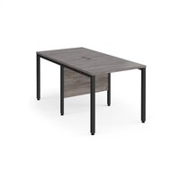 Maestro 25 back to back straight desks 800mm x 1600mm - black bench leg frame, grey oak top