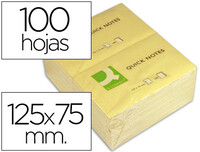 Bloc de Notas Adhesivas Quita y Pon Q-Connect 75X125 mm con 100 Hojas