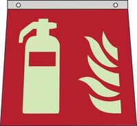 Deckenschild - Feuerlöscher, Rot, 15 x 15 cm, Aluminium, Für außen und innen