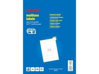 Staples Multifunctionele Etiketten Permanent, Rechthoekig, 70 x 36 mm, 24 Etiketten per vel, Wit (pak 2400 stuks)
