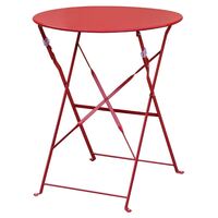 Bolero Pavement Style Round Steel Table in Red 595mm - Lightweight Construction