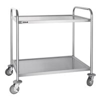 Vogue 2 Tier Clearing Trolley in Silver Stainless Steel - 930 x 860 x 535 mm