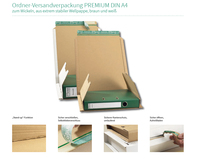 Ordner-Versandverpackung weiß/braun, 320 x 290 x -80 mm, Qualität 1.25 B, 1 VE= 20ST, A4, selbstklebend und Aufreißperforation