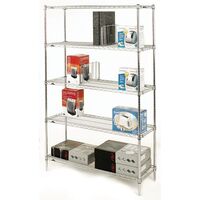 Slingsby chrome wire shelving system starter bay - 5 shelf levels, height 1895mm