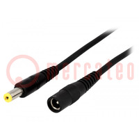 Cable; 2x1mm2; DC 5,5/2,1 plug,DC 5,5/2,1 socket; straight; 1.8m