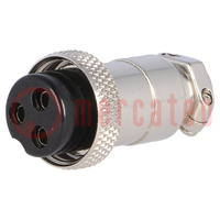 Plug; microphone; female; PIN: 3; for cable; straight; 6mm