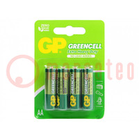 Battery: zinc-carbon; 1.5V; AA; non-rechargeable; 4pcs; GREENCELL