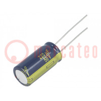 Condensateur: électrolytique; THT; 220uF; 63VDC; Ø10x20mm; ±20%