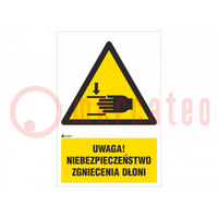 Safety sign; warning; self-adhesive folie; W: 200mm; H: 300mm