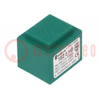 Transformador: cerrado; 2,1VA; 230VAC; 12V; 12V; 88mA; 88mA; PCB