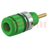 Connecteur: banane 2mm; socle; 10A; 29mm; vert; sur panneau; isolés