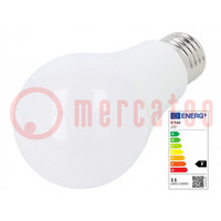 LED lamp; warm white; E27; 220/240VAC; 1055lm; P: 11W; 200°; 3000K