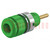 Socket; 2mm banana; 10A; 29mm; green; on panel; insulated