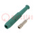 Socket; 2mm banana; 6A; 60VDC; Overall len: 39mm; green; on cable