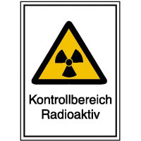Strahlenschutz Kontrollbereich Radioaktiv Warn-Kombischild, 14,8x21 cm