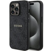 1_Guess 4G Collection MagSafe-Hülle aus Leder und Metalllogo für iPhone 13 Pro / iPhone 13 – Schwarz