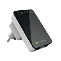 Techly I-WL-REPEATER2 router inalámbrico Ethernet rápido Negro, Blanco