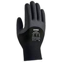 Uvex 6059207 guante de seguridad Negro, Gris Elastano, Poliamida, Lana 10 pieza(s)