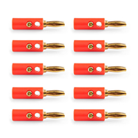 Banana Plug - Verguld - Schroefbaar - Rood - 10 stuks