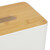 Relaxdays Kosmetiktücher Box fürs Bad, Kunststoff, Holz-Deckel, nachfüllbar, Tücherbox, HBT: 10x23x13 cm, weiß/natur