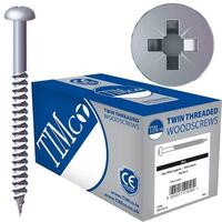 TIMco Twin Thread Zinc Round Head Pozi Woodscrews 10 x 2 Qty 200