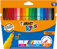Fasermaler BIC® KIDS Visa, fein, 18-farbig sortiert, Kartonetui à 18 Stück