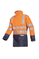 Artikeldetailsicht SIOEN SIOEN Warnschutz-Regenjacke WINSELER flammh./antistatisc Gr. S, leuchtorange/marine