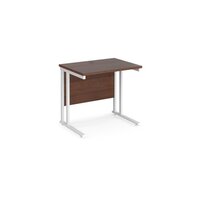 Maestro 25 straight desk 800mm x 600mm - white cantilever leg frame and walnut t