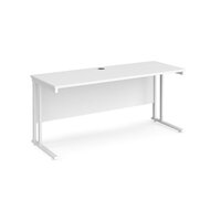 Maestro 25 straight desk 1600mm x 600mm - white cantilever leg frame and white t