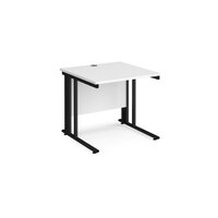 Maestro 25 straight desk 800mm x 800mm - black cable managed leg frame and white