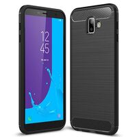 NALIA Custodia compatibile con Samsung Galaxy J6 Plus, Carbon Look Cover Morbido Cellulare Protezione Slim Case Protettiva, Silicone Bumper Resistente Telefono Copertura Sottile...