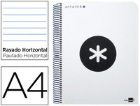 Cuaderno espiral liderpapel a4 micro antartik tapa plastico 120h 100 gr horizontal 5 bandas 4 taladros color blanco