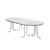 Mesa de ampliación para mesa plegable, tablero semicircular, 1400 x 700 mm, armazón en color aluminio, tablero gris luminoso.