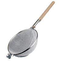 Nisbets Strainer in Silver Stainless Steel & Wood with Double Mesh Design - 14