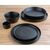 Olympia Cavolo Flat Round Plates in Textured Black Porcelain - 220mm - Pack of 6