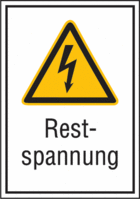 Elektro-Kombischild - Warnung vor elektrischer Spannung, Restspannung, Folie