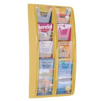 Wall mounted coloured leaflet dispensers - 8 x ? A4 pockets, yellow