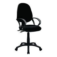 Three lever operator office chair, with fixed arms, black