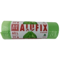 Alufix szemeteszsák, HDPE polietilen, zárószalaggal, 60 l, zold, 20 db/tekercs