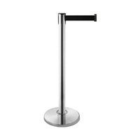 Barrier Post / Barrier Tape Post / Barrier Stand "Uno" | stainless steel cast iron with stainless steel cover brushed stainless steel black 3500 mm