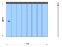 Foto 1 von PVC-Streifenvorhang, Lamellen 200 x 2 mm transparent, Höhe 2,50 m, Breite 1,20 m (0,90 m), Edelstahl