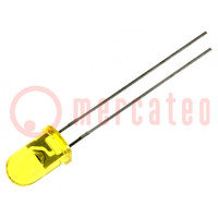 LED; 5mm; yellow; 20÷80mcd; 30°; Front: convex; 2.1÷2.5V