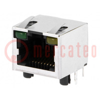 Connector: RJ45; contact; Cat: 5; afgeschermd,met led; THT