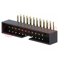 Socket; IDC; male; PIN: 22; angled 90°; THT; gold-plated; 2mm; black