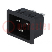 Connector: AC supply; socket; male; 16A; 250VAC; IEC 60320