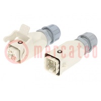 Connector: HDC; male + female; PIN: 5; 4+PE; size 3A; for cable