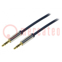 Kabel; Jack 3,5mm 3pin Stecker,beiderseitig; 3m; dunkelblau; PVC