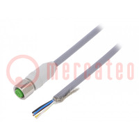 Connection lead; M12; PIN: 5; straight; 3m; plug; 60VAC; -25÷80°C
