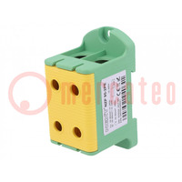 Splice terminal: rail; 95mm2; ways: 1; terminals: 4; yellow-green