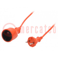 Extension lead; 2x1mm2; Sockets: 1; PVC; orange; 10m; 10A
